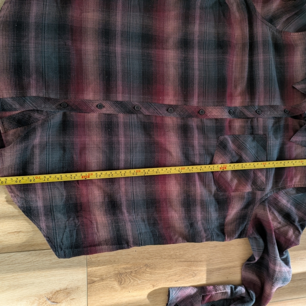 Penningtons Plaid Button-Up Shirt in Berry and Gray - Picture 8 of 9